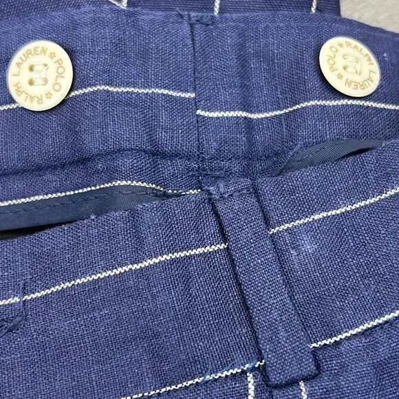 *SOLD*Ralph Lauren Blue Pinstriped Linen Women 2 Piece Suit USA Blue Label VTG - Picture 15 of 16